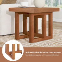 Solid Wood End Table with Sturdy Solid Wood Construction, Bedside Accent Table with Non-Slip Feet, 23.5'' L x 23.5'' W x 20.5'' H, Walnut(m-4)