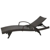 Set of 2 PE Rattan Chaise Lounge with Weather-Resistant Loungers, Adjustable Poolside Recliners with Folding Legs, 78.5'' L x 31'' W x 20.5'' H, Brown Multi(m-13)