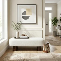 Upholstered Entryway Bench with High-Density Foam, Space-Saving Hallway Seating with Solid Wood Frame, 56.5'' L x 18.5'' W x 18'' H, Walnut(m-7)