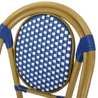Outdoor Bistro Chairs with Rust-Resistant Aluminium Frame, Flat-Wicker Armless Seats with Polyethylene Rattan, 18.5'' L x 21.5'' W x 34.5'' H, White+Blue(m-4)