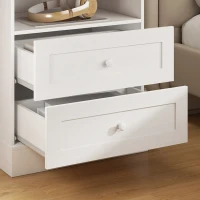 HOMCOM Nightstand with Charging Station 2 Drawers Bedside Table Set of 2 White and Oak(m-8)