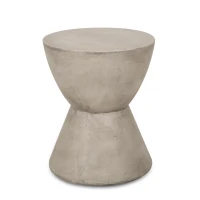 Outdoor Side Table with Highly Durable Structure, Lightweight Accent Table with Concrete Construction, 15'' L x 15'' W x 19'' H, Light Grey(m-10)