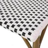 Outdoor Bistro Chairs with Rust-Resistant Aluminum frame, All-weather Flat-Wicker Seats with Bamboo-Print Finish, 19'' L x 21.5'' W x 35'' H, Black+White(m-5)