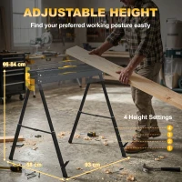 HOMCOM Mitre Saw Stands, Sawhorses with Height Adjustable Legs, 2x4 Bracket, Carry Handle, Black(m-5)