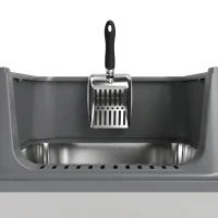 PawHut XL Stainless Steel Cat Litter Box for Big and Multiple Cats with High Wall Side, Scoop, Easy Cleaning & Odor Free(m-9)