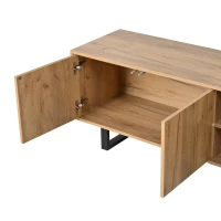 65-Inch Modern TV Stand with Geometric Diagonal Carved Door, Stylish TV Cabinet with Low-Profile Design, 65" L x 15.5" W x 19.5" H, Natural(m-10)
