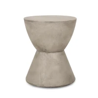 Outdoor Side Table with Highly Durable Structure, Lightweight Accent Table with Concrete Construction, 15'' L x 15'' W x 19'' H, Light Grey(m-2)