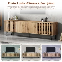 Modern Vintage TV Stand for 65-Inch TV with Perforated Side Doors, Spacious TV Cabinet with 8 Shelves, 39.5" L x 19.5" W x 17" H, Natural(m-4)