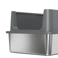 PawHut XL Stainless Steel Cat Litter Box for Big and Multiple Cats with High Wall Side, Scoop, Easy Cleaning & Odor Free(m-11)