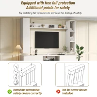 Stylish TV Wall Unit Set for TVs up to 80 Inches with Display Cabinets, Spacious Media TV Cabinet Set with 3 Doors, 71" L x 13.5" W x 48.5" H, White(m-4)