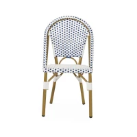 Set of 2 Outdoor Bistro Chairs with PE Rattan Weave, PE Rattan Seating with Aluminum Rust-Resistant Frame, 19'' L x 21.5'' W x 35'' H, Blue(m-8)