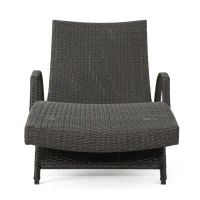 Set of 2 PE Rattan Chaise Lounge with Weather-Resistant Loungers, Adjustable Poolside Recliners with Folding Legs, 78.5'' L x 31'' W x 20.5'' H, Brown Multi(m-14)