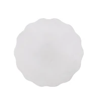 Outdoor Concrete Side Table with Subtly Fluted Cylindrical Base, Cylindrical Accent Table with Soft Wave Edge, 15.5'' L x 15.5'' W x 18'' H, Antique White(m-9)