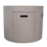 40,000 BTU Outdoor Patio Fire Table with Lightweight Concrete, Round MGO Fire Pit for Backyard Gatherings, 31'' L x 31'' W x 24.5'' H, Light Gray(m-8)