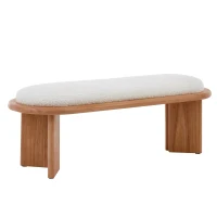 Solid Wood End-of-Bed Bench with High-Resilience Foam, Space-Saving Hallway Seating with Solid Wood Frame, 47'' L x 17.5'' W x 17'' H, Natural Wood(m-11)