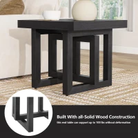 Solid Wood End Table with Non-Slip Feet and Compact Surface, Farmhouse Side Table for Small Spaces and Sofa Accent, 23.5'' L x 23.5'' W x 20.5'' H, Black(m-4)