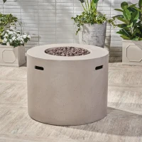 40,000 BTU Outdoor Patio Fire Table with Lightweight Concrete, Round MGO Fire Pit for Backyard Gatherings, 31'' L x 31'' W x 24.5'' H, Light Gray(m-5)