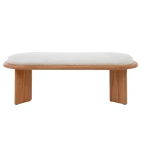 Solid Wood End-of-Bed Bench with High-Resilience Foam, Space-Saving Hallway Seating with Solid Wood Frame, 47'' L x 17.5'' W x 17'' H, Natural Wood(m-2)