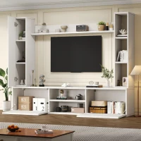 Stylish TV Wall Unit Set for TVs up to 80 Inches with Display Cabinets, Spacious Media TV Cabinet Set with 3 Doors, 71" L x 13.5" W x 48.5" H, White(m-1)