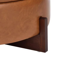 Round Storage Ottoman with Tufted Fabric Upholstery, Multi-Functional Coffee Table with Solid Wood Legs, 32'' L x 32'' W x 17.5'' H, Brown(m-8)