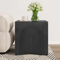 Wooden End Table with Spacious Top and Rubber Pads, No-Assembly Small Side Table for Small Spaces and Bedroom, 19'' L x 19'' W x 19'' H, Black(m-1)
