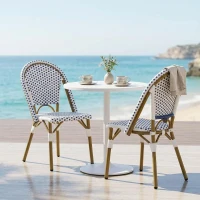 Set of 2 Outdoor Bistro Chairs with PE Rattan Weave, PE Rattan Seating with Aluminum Rust-Resistant Frame, 19'' L x 21.5'' W x 35'' H, Blue(m-1)