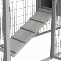 PawHut Rabbit Hutch Outdoor, 48"L Large Wooden Bunny Cage with Run, Grey(m-11)