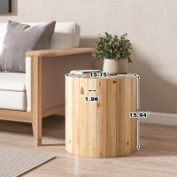 Round End Table with Natural Wood Grain Finish, Solid Wood Side Table for Living Room and Bedroom, 15.5'' L x 15.5'' W x 16'' H, Beige Brown(m-3)