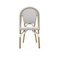 Outdoor Bistro Chairs with Rust-Resistant Aluminum frame, All-weather Flat-Wicker Seats with Bamboo-Print Finish, 19'' L x 21.5'' W x 35'' H, Black+White(m-2)