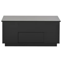4-in-1 Coffee Table with Height-Adjustable Hydraulic Lift, Versatile Center Table with 2 Soft-Close Drawers, 39.5" L x 19.5" W x 23" H, Black(m-2)