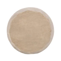 Outdoor Lightweight Concrete Side Table with Subtly Fluted Cylindrical Base, Cylindrical Accent Table with Soft Wave Edge, 14.5'' L x 14.5'' W x 19'' H, Natural(m-10)