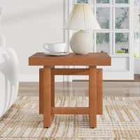 Solid Wood End Table with Sturdy Solid Wood Construction, Bedside Accent Table with Non-Slip Feet, 23.5'' L x 23.5'' W x 20.5'' H, Walnut(m-1)