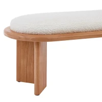 Solid Wood End-of-Bed Bench with High-Resilience Foam, Space-Saving Hallway Seating with Solid Wood Frame, 47'' L x 17.5'' W x 17'' H, Natural Wood(m-8)