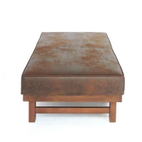 Large Square Ottoman Coffee Table with Upholstered Faux Leather, Versatile Multi‑Use Seating Table with Plush Cushion Top, 48'' L x 27'' W x 15.5'' H, Brown(m-5)