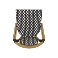 Weather-Resistant Dining Chairs with Lightweight Aluminum Frame, Set of 2 Bistro Chairs with Bamboo-Print Finish, 18.5'' L x 21.5'' W x 34.5'' H, White+Black(m-7)