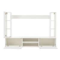 Stylish TV Wall Unit Set for TVs up to 80 Inches with Display Cabinets, Spacious Media TV Cabinet Set with 3 Doors, 71" L x 13.5" W x 48.5" H, White(m-13)