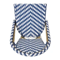 Set of 4 Outdoor Bar Stools with Rust‑Resistant Flat-Wicker construction, Rattan Bar Chairs with Aluminium Frame, 18'' L x 24.5'' W x 45'' H, White+Blue(m-10)