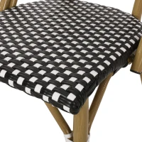 Weather-Resistant Dining Chairs with Lightweight Aluminum Frame, Set of 2 Bistro Chairs with Bamboo-Print Finish, 18.5'' L x 21.5'' W x 34.5'' H, White+Black(m-5)