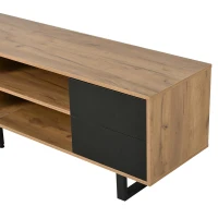 65-Inch Modern TV Stand with Geometric Diagonal Carved Door, Stylish TV Cabinet with Low-Profile Design, 65" L x 15.5" W x 19.5" H, Natural(m-12)
