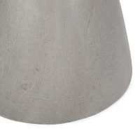 Outdoor Concrete Side Table with Subtly Fluted Cylindrical Base, Fluted Cylindrical Accent Table with Soft Wave Edge, 18'' L x 18'' W x 20.5'' H, Light Grey(m-7)