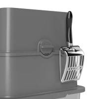 PawHut XL Stainless Steel Litter Box w/ 100° Flip Top, Scoop, Side Top Dual Entry, Odor Free, Easy Cleaning, Anti Leakage(m-11)