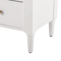 Modern Wooden Nightstand with Drawers and Open Shelf, Solid Wood Bedside Table with Non-Slip Rubber Feet, 19'' L x 15'' W x 22.5'' H, Milk White(m-10)