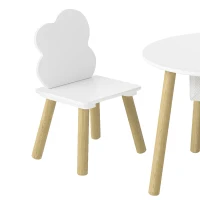 Qaba 3 Pieces Kids Table and Chair Set, Activity Table and Chair Set with Cloud-Shaped Chairs, Mesh Bag(m-9)