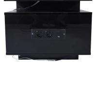 High Gloss Coffee Table with App-Controlled LED Light Strip, Functional Center Table with 2 Soft-Close Acrylic Cabinets, 39.5" L x 19.5" W x 17" H, Black(m-11)