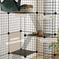 PawHut 4-Tier DIY Large Cat Cage with Hammock, Platforms, Ramps, Accessories for 1-3 Cats, Indoor Use, Black(m-7)