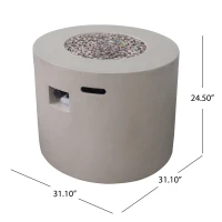 40,000 BTU Outdoor Patio Fire Table with Lightweight Concrete, Round MGO Fire Pit for Backyard Gatherings, 31'' L x 31'' W x 24.5'' H, Light Gray(m-3)