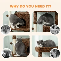 PawHut 52 Inch Cat Tree with Scratching Posts, Cat Bed, Condo, Jumping Platforms, Toy Balls, Anti-tip Kit(m-7)