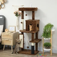 PawHut 52 Inch Cat Tree with Scratching Posts, Cat Bed, Condo, Jumping Platforms, Toy Balls, Anti-tip Kit(m-1)