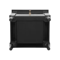 Set of 2 Black Wooden Nightstands with Drawers and Open Shelf, Textured Bedside Tables with Non-Slip Rubber Pads, 19'' L x 15'' W x 22.5'' H, Black(m-13)