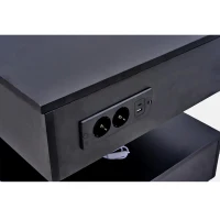 Modern Lift-Up Coffee Table with Bluetooth App-Controlled RGB Lights, Functional Center Table with Hidden Storage, 39.5" L x 19.5" W x 22" H, Black(m-9)